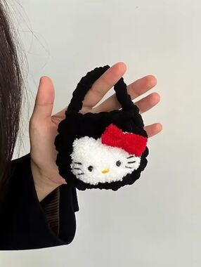 Hello Kitty Plush Mini Purse - Black, White & Red